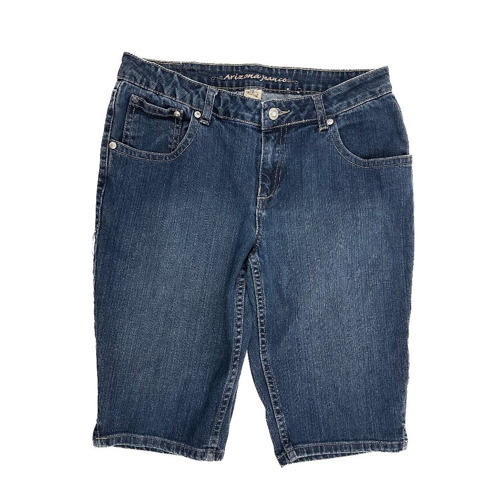 Arizona Bermuda Girls Size 16 1/2 Plus Dark Wash Blue Denim jeanโ Shorts